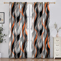2-Pack Orange and Grey Blackout Curtains 52x84 in - Striped Modern