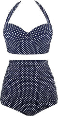 Vintage Polka Dot High Waisted Bikini Set - Flattering Retro Fit