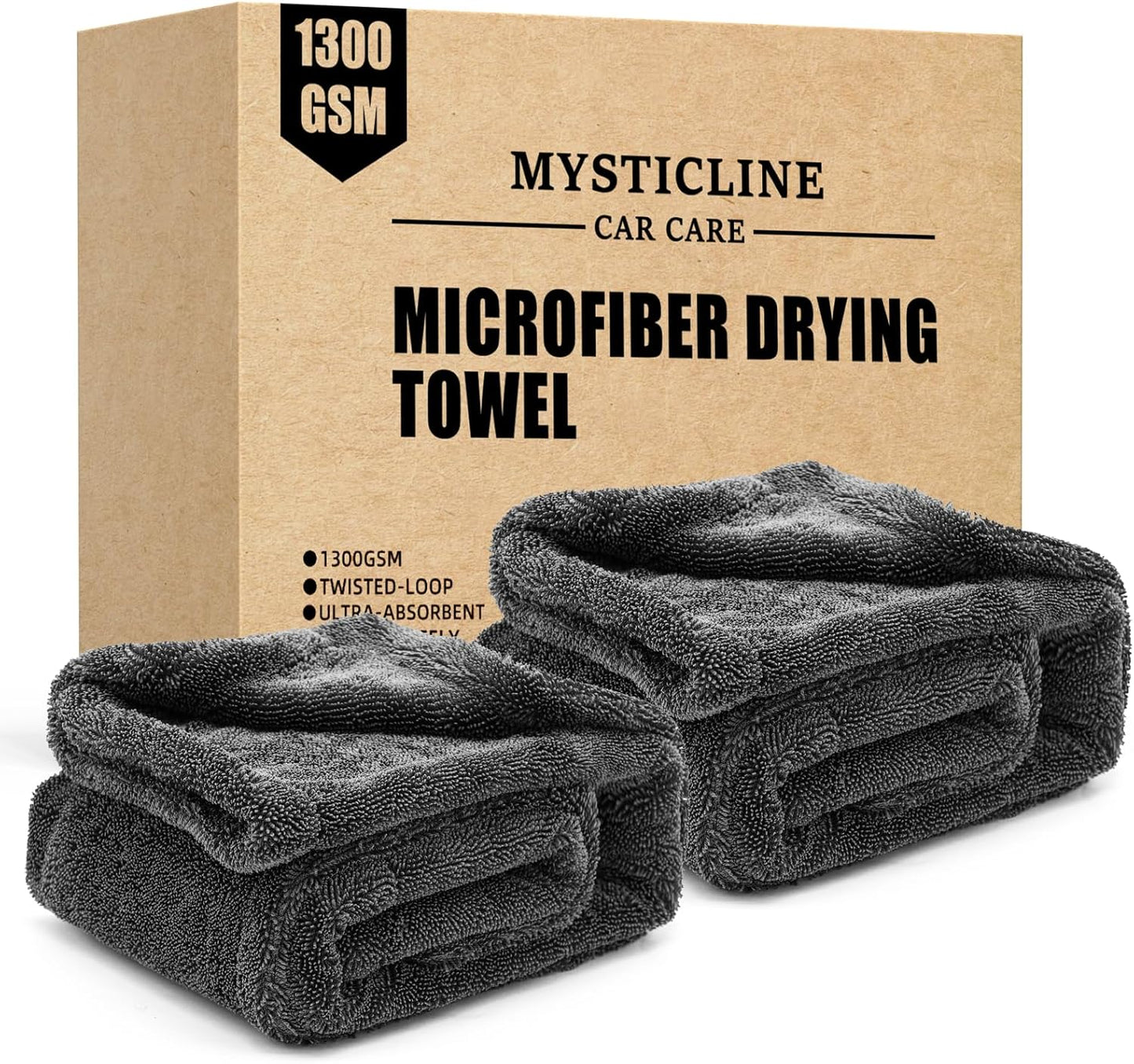 2 Pack 1300 GSM Car Drying Towels for Ultra Absorbent Cleaning