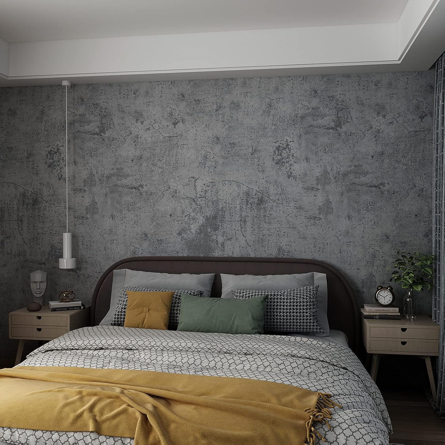 Large Size Dark Blue Grey Concrete Wallpaper for Stylish Decor