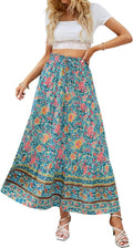 ZESICA Women's Floral Print Maxi Skirt with Side Pockets for Style