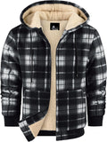 Men's Plaid Flannel Sherpa Fleece Full Zip Hoodie - Thick Warm Coat