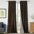 PRIMROSE 100% Full Blackout Brown Velvet Curtains 96 in - Room