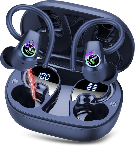 50H Playtime Sport Earbuds, HD Stereo, IP7 Waterproof, Navy Blue
