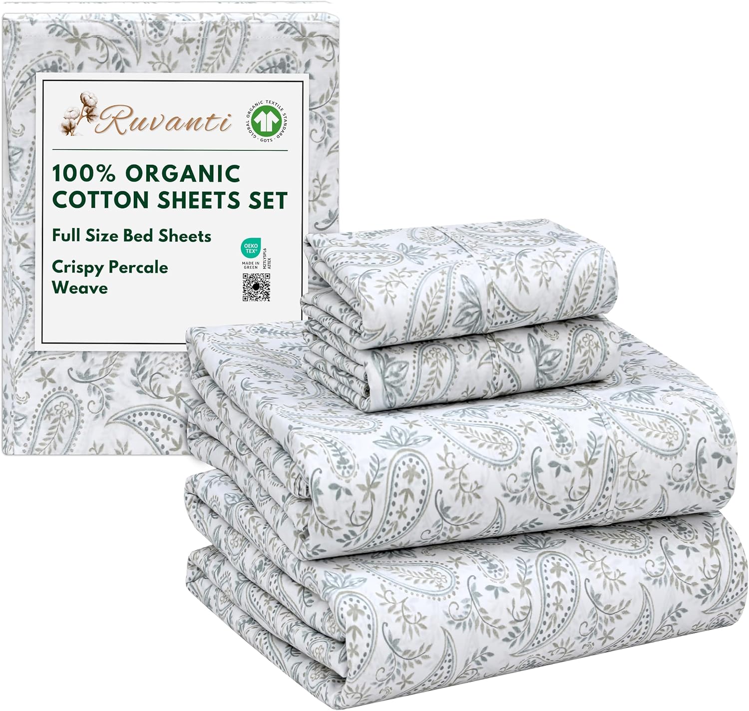 100% Organic Cotton Sheets Full Size Set for Comfortable Sleep
