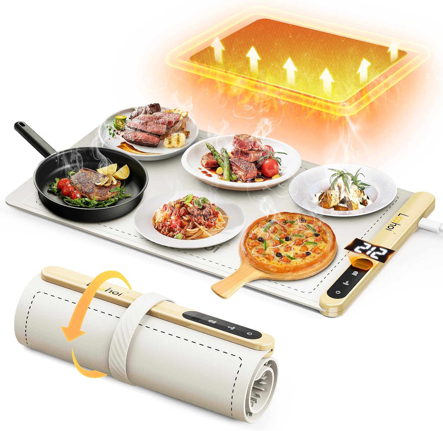 Food Warming Mat with 6 Temperature Settings for Gatherings
