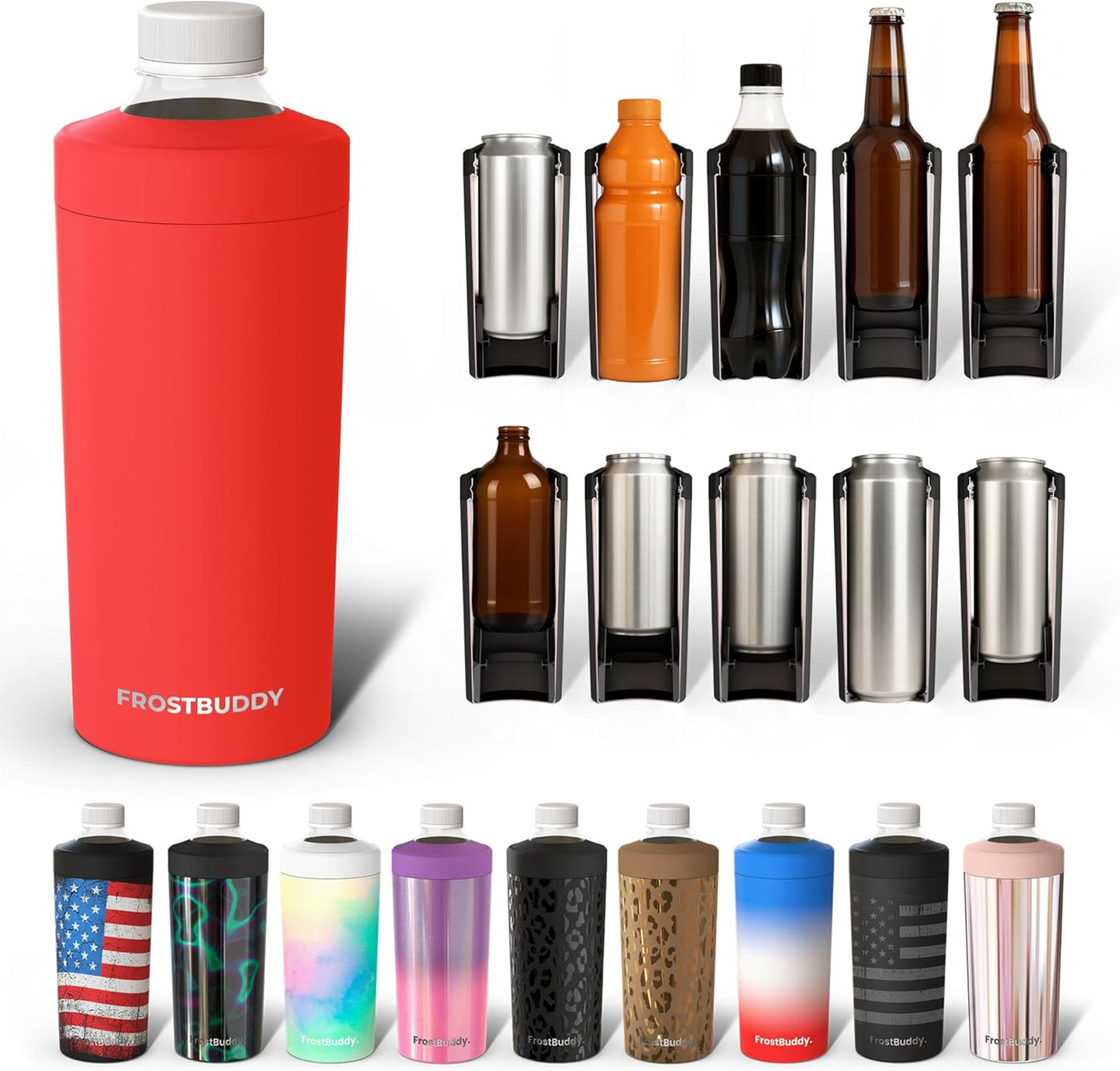 Universal Buddy XL Can Cooler for All Can Sizes - Red