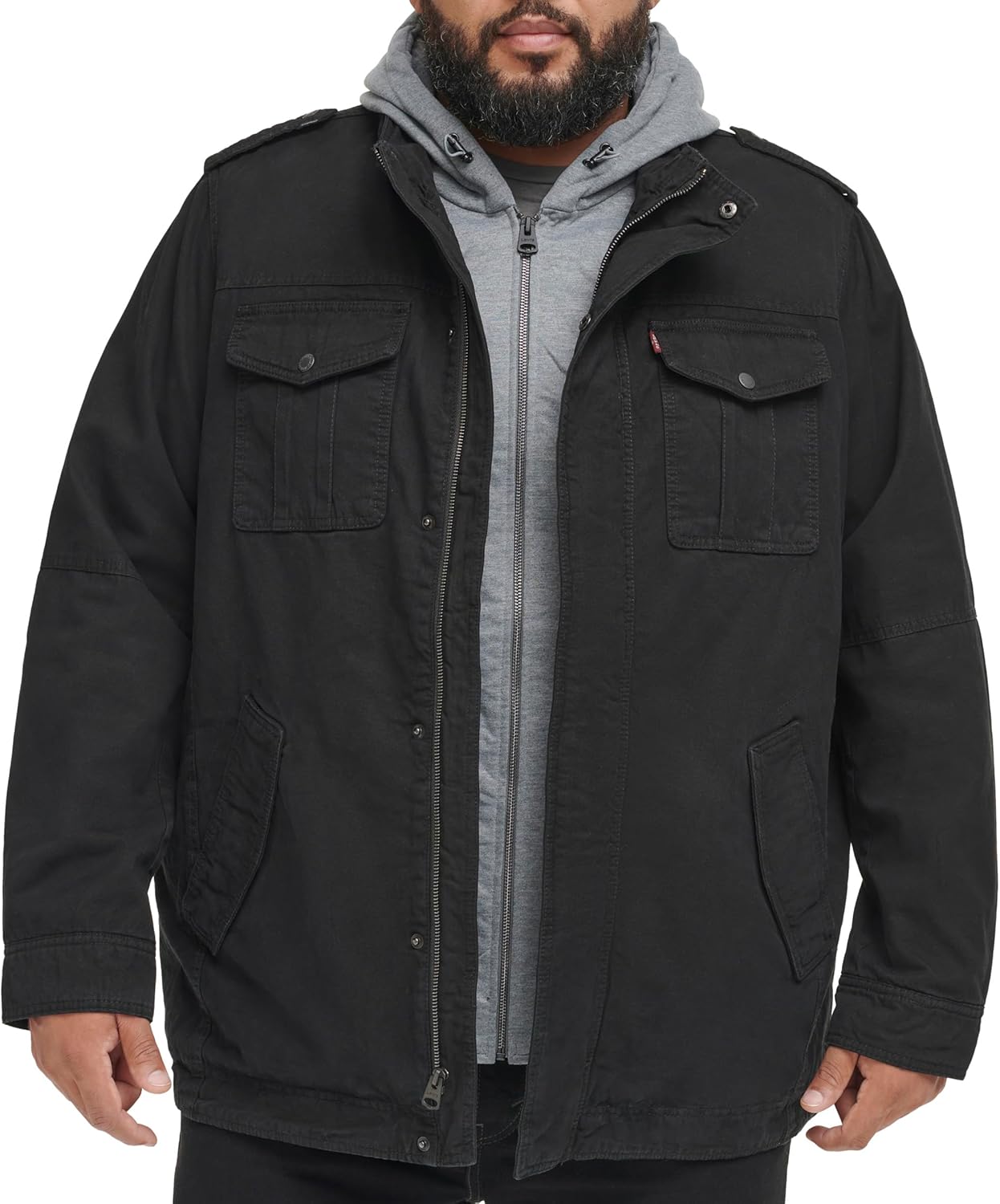 Levi's Men's Washed Cotton Hooded Military Jacket for All Seasons