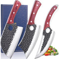 Butcher Knife Set 3PCS Hand Forged Meat Cleaver Set - Sharp Viking