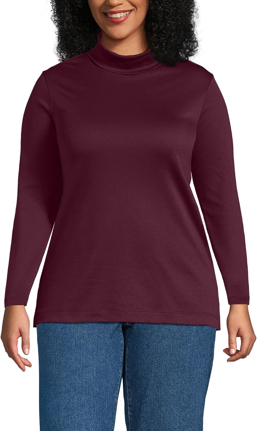 Lands' End Women's Supima Cotton Fitted Long Sleeve Turtleneck