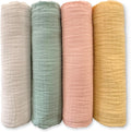 Cotton Muslin Swaddle Blankets Set of 4 - Soft, Oversized 46 in