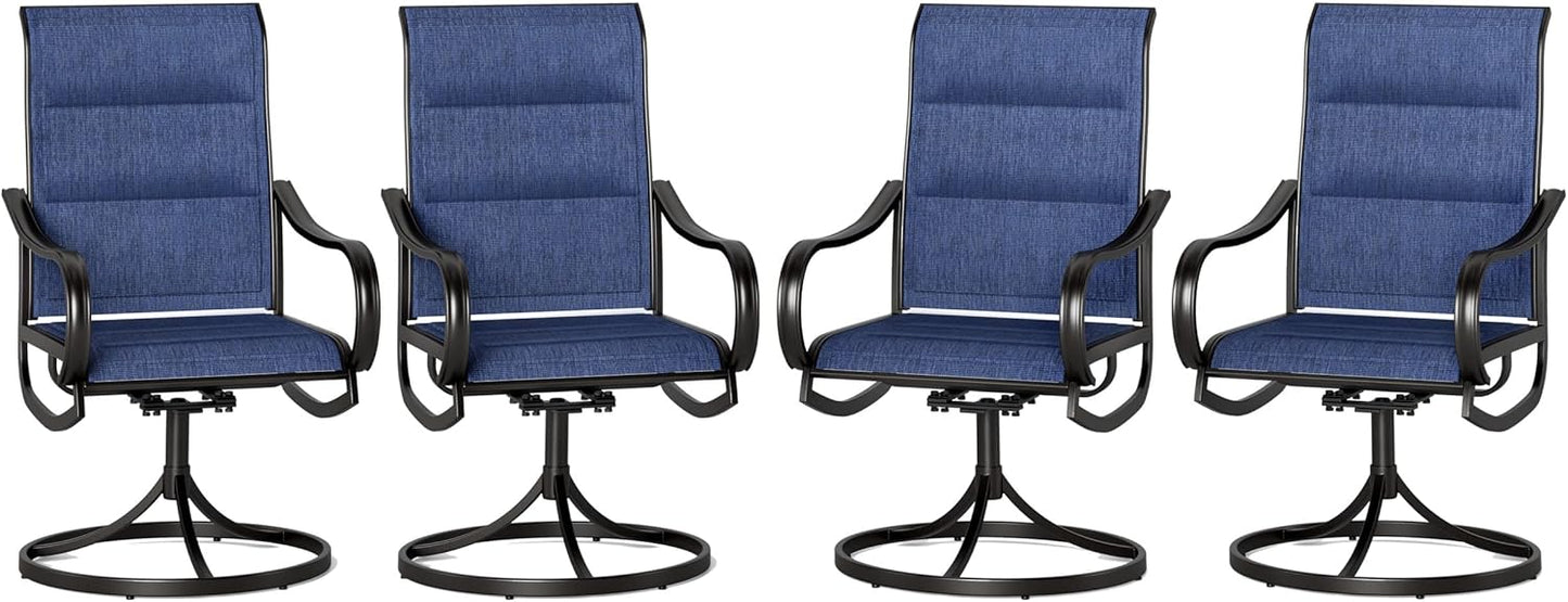 PHI VILLA Outdoor Swivel Dining Chairs Set of 4 for Comfort