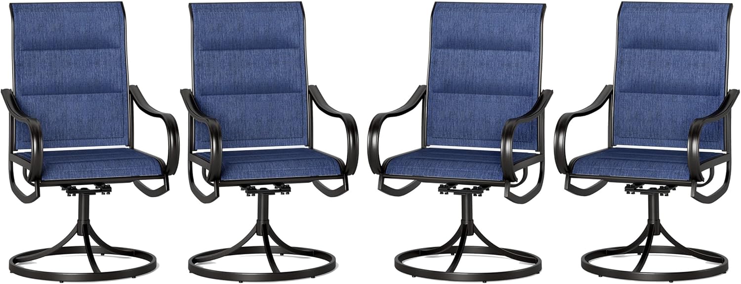 PHI VILLA Outdoor Swivel Dining Chairs Set of 4 for Comfort