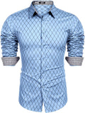 Men's Slim Fit Business Dress Shirt Long Sleeve - Classic Diamond