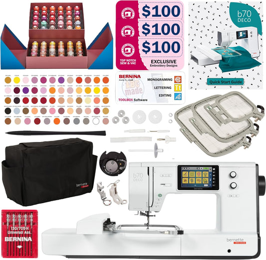 Bernette B70 Embroidery Machine - Designer Bundle with Sunset Thread