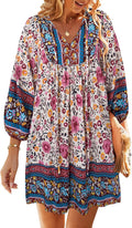 TEMOFON Women's Boho Mini Dress: Summer Floral V Neck Style