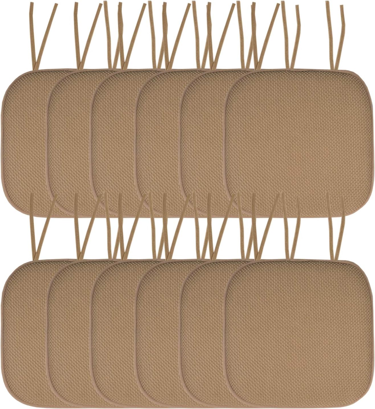 Comfortable Memory Foam Chair Cushions with Ties and Non-Skid Back