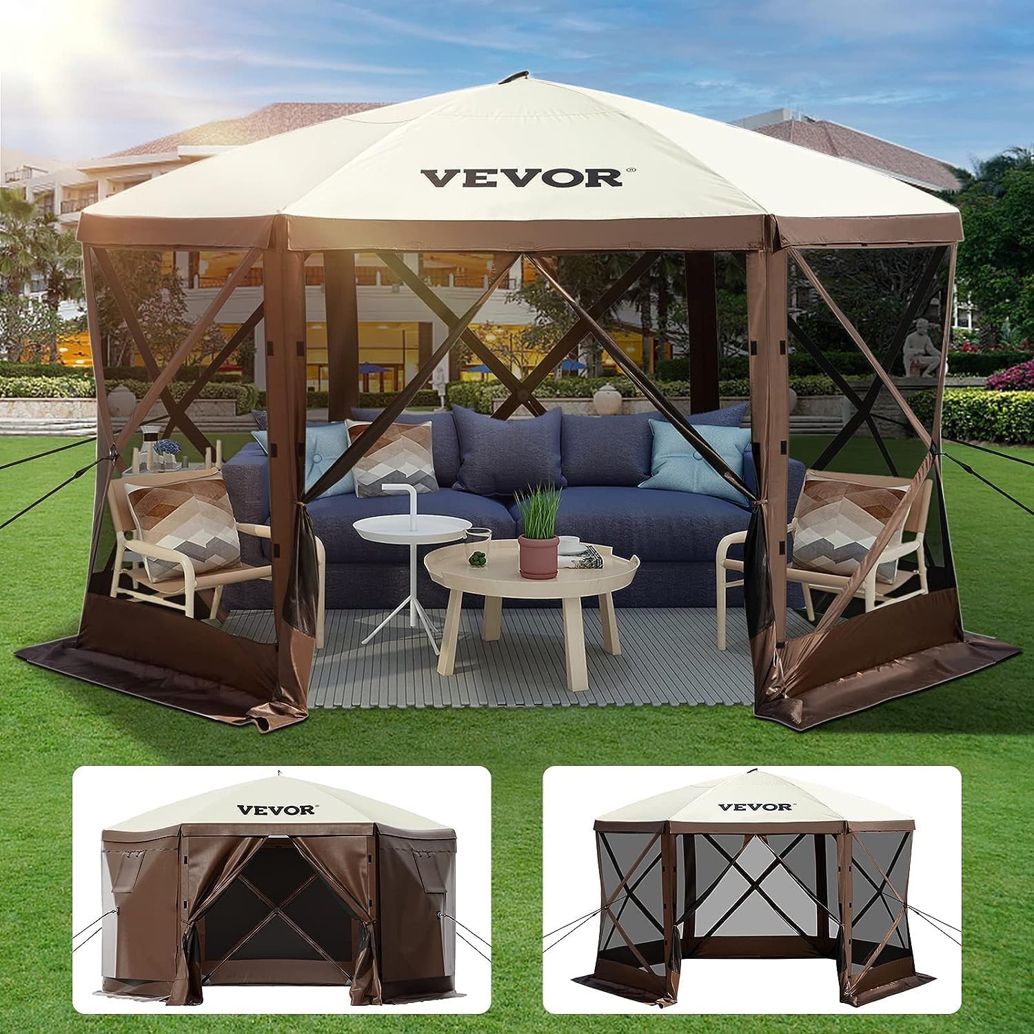 VEVOR 12x12ft Camping Gazebo Screen Tent - Ultimate Outdoor Shade