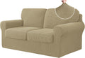5 Piece Loveseat Covers Medium Khaki - Stretch, Pet-Friendly Fit