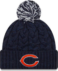 Cozy Cable Knit Pom Beanie Hat for Women by New Era NFL