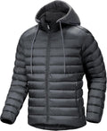 Men's Puffer Jacket Lightweight Winter Warm Quilted Hoodie - Water