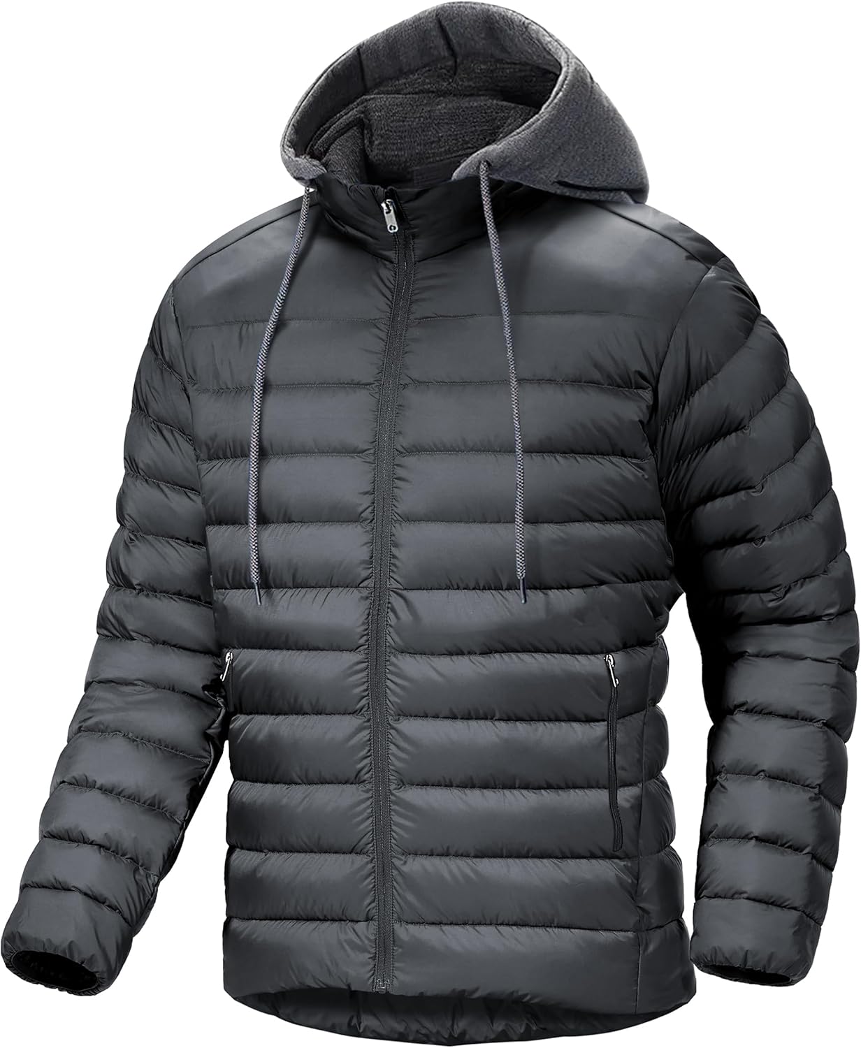 Men's Puffer Jacket Lightweight Winter Warm Quilted Hoodie