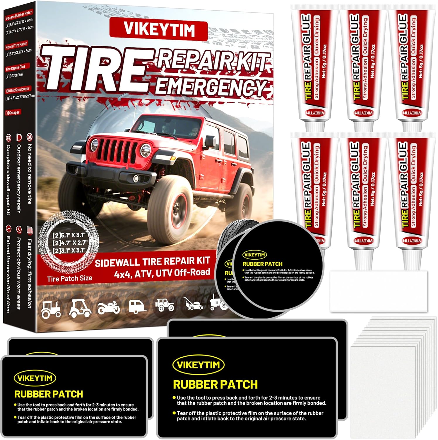Sidewall Tire Repair Kit for Off-Road Emergencies and Repairs