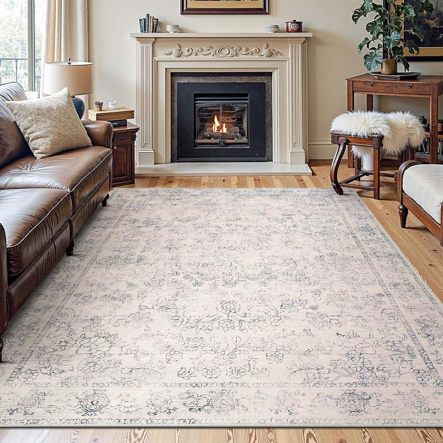 Vintage Floral Soft Area Rugs for Living Room and Bedroom