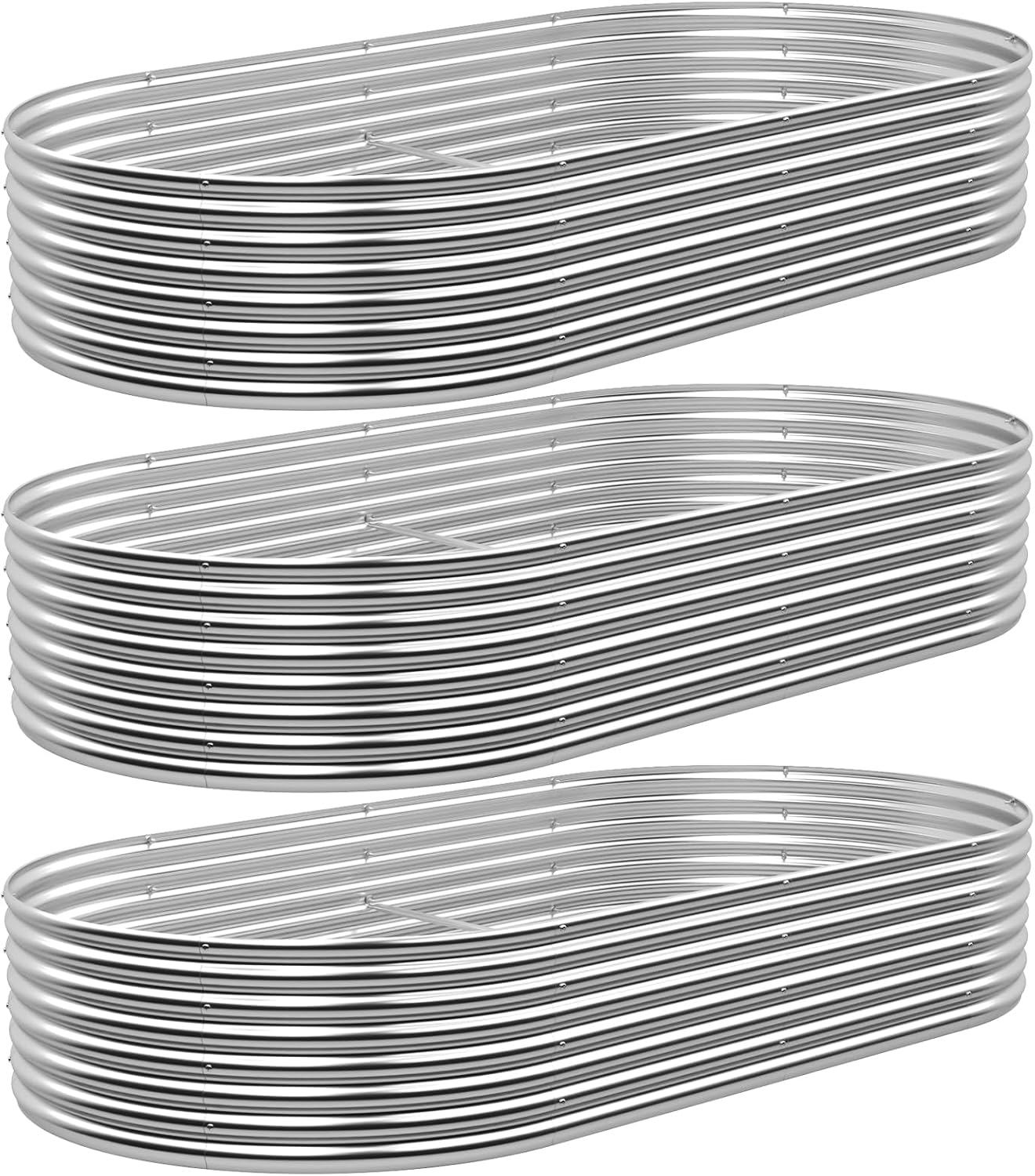 3 Pack 8x4FT Galvanized Raised Garden Bed for Vegetables