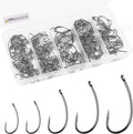 Barbless Fishing Hooks Kit 210pcs - Curved Shank Carp Hooks