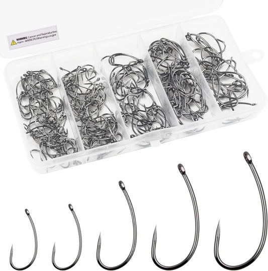 210pc Carp Barbless Hooks Kit by OROOTL