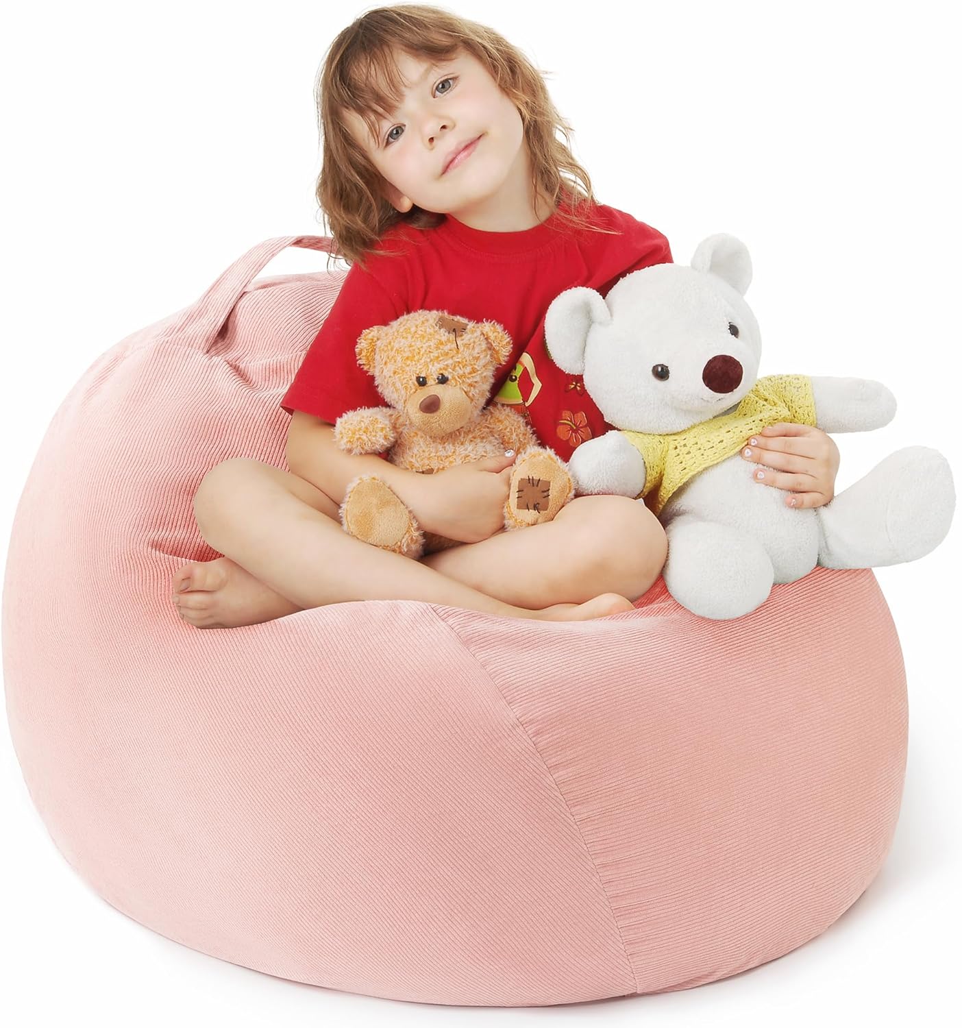 Soft Washable Pink Bean Bag Cover - Toy Storage Solution