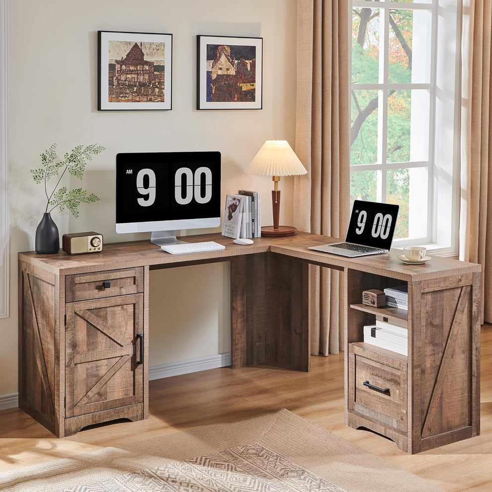 59 Modern Farmhouse Desk with File Cabinet by JXQTLINGMU – GearMustHave