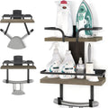 Ironing Board Hanger Wall Mount - 2-Layer Solid Wood Storage