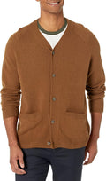 Men's Lambs Wool V-Neck Cardigan with Pockets - Classic Layering