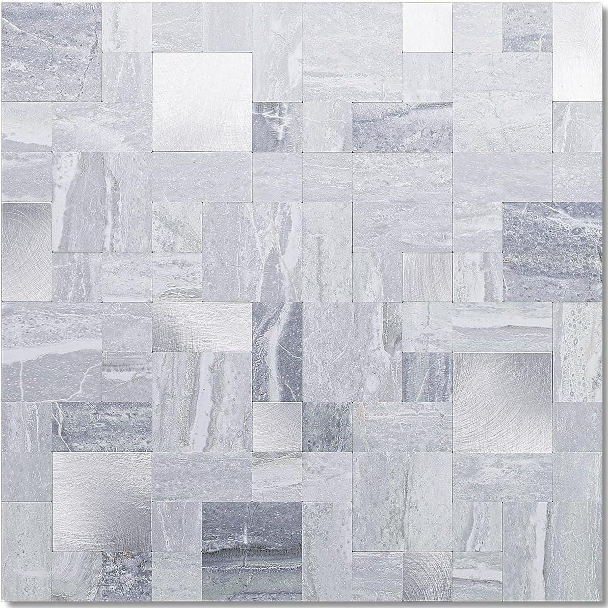 DICOFUN Grey Marble Peel and Stick Tile Backsplash for Kitchen