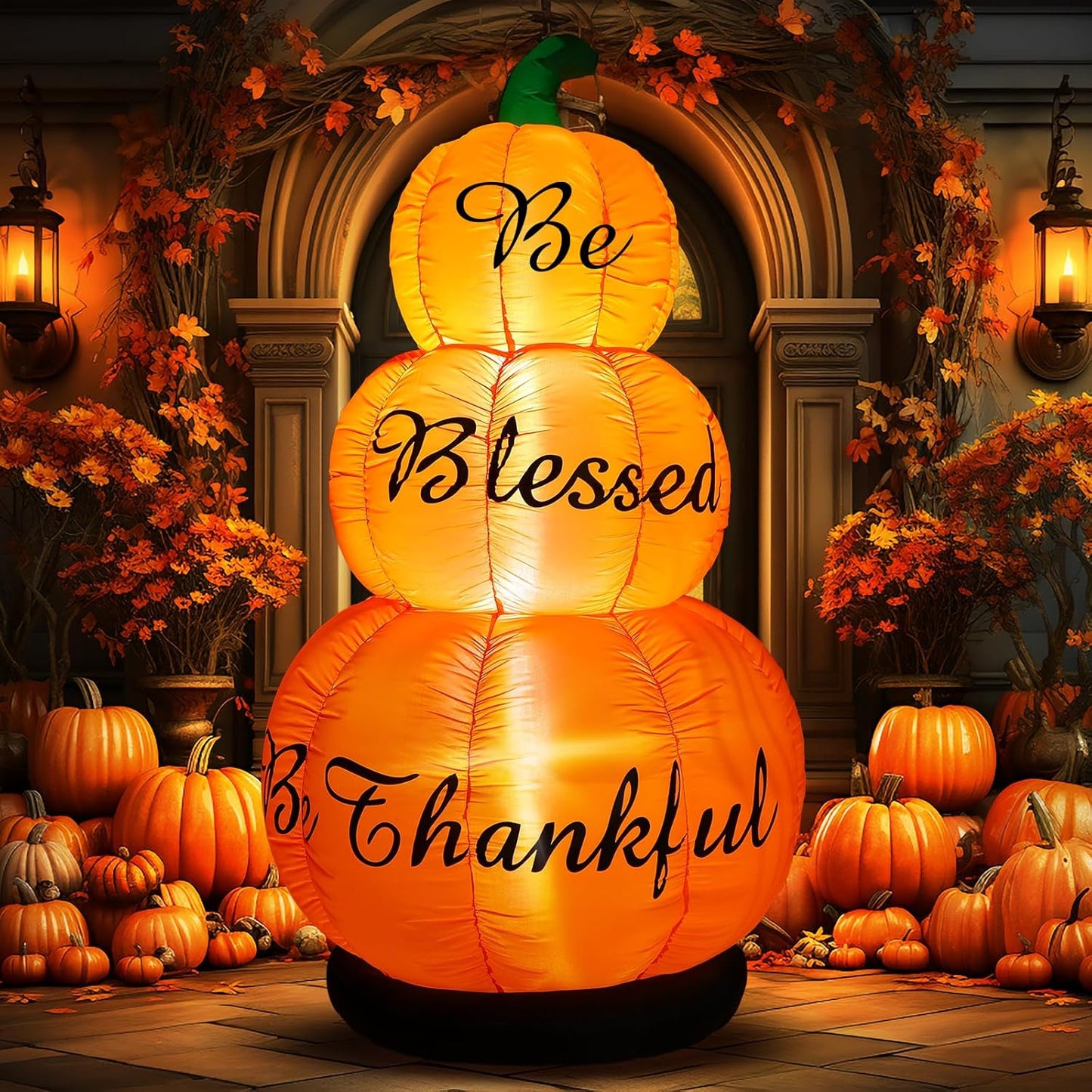 6ft Thanksgiving Pumpkin Inflatable Decoration for Your Yard