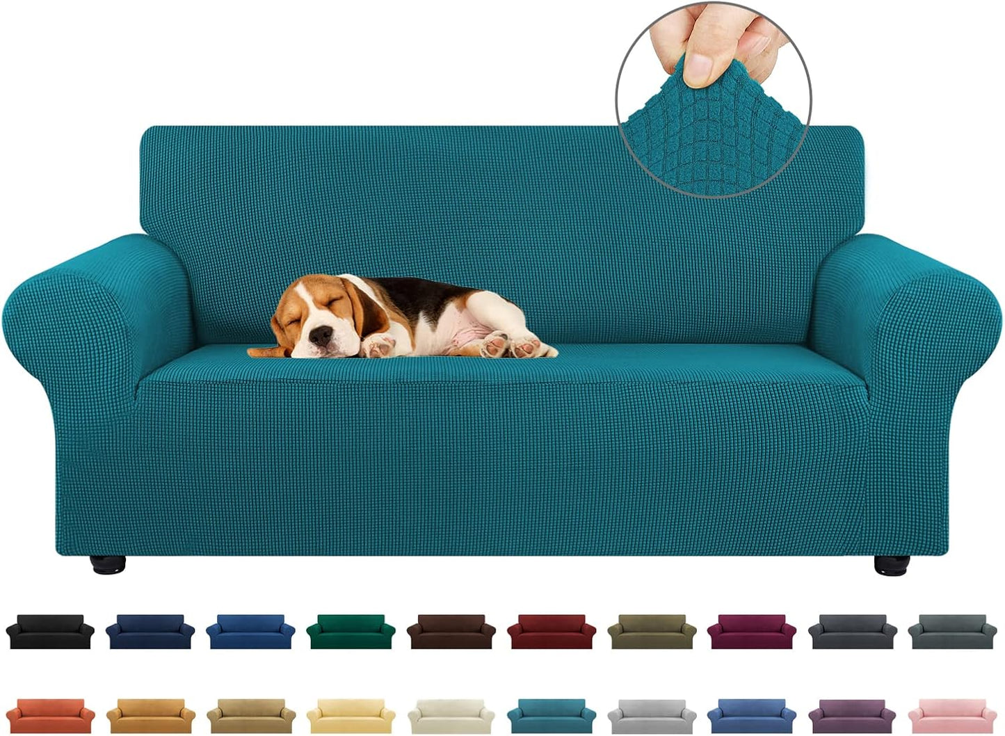 KEKUOU Stretch Loveseat Sofa Cover for 2 Cushion Couch 55-78in
