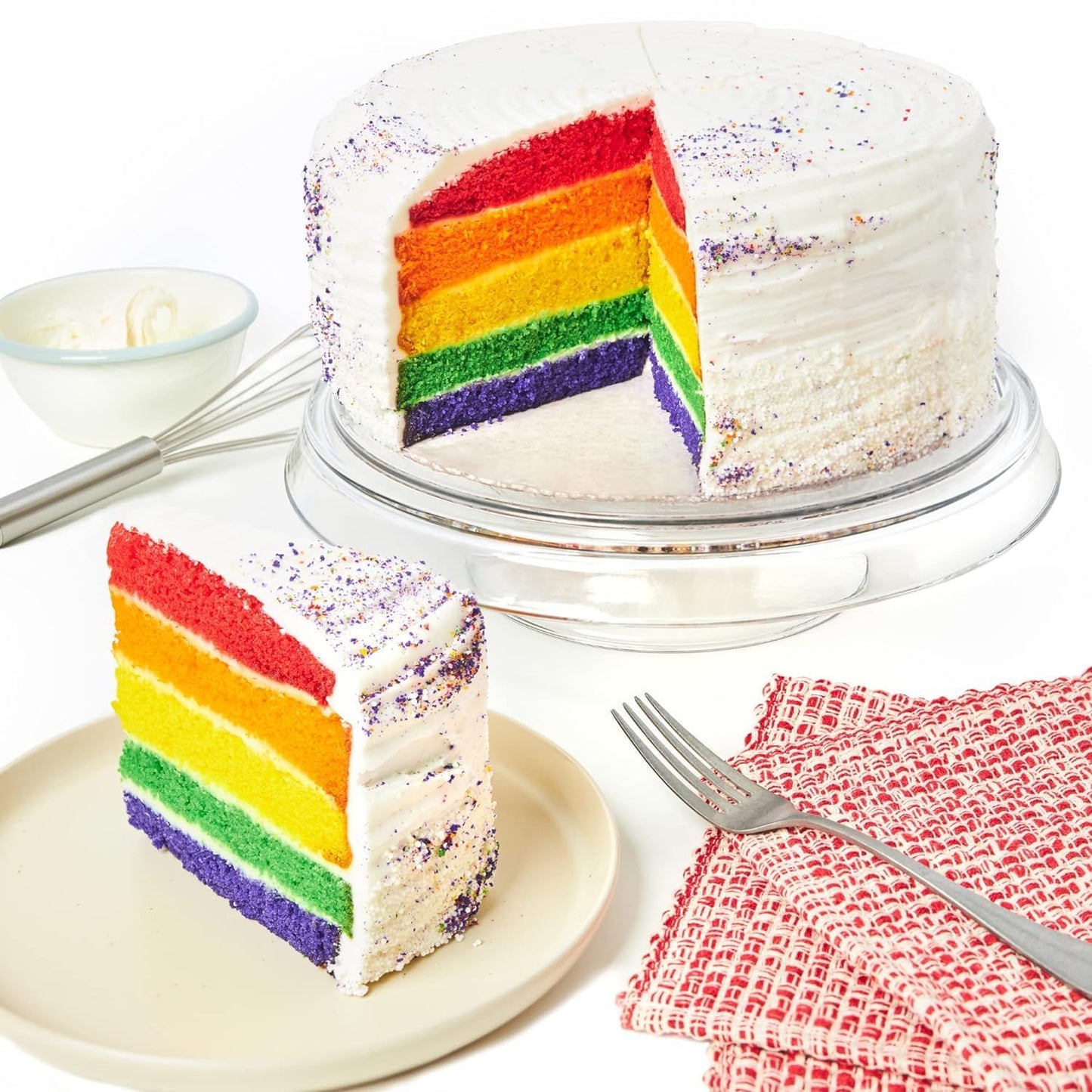 David's Cookies Rainbow Layer Cake 10in Pre-Sliced for Celebrations