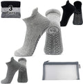 Ankle Socks Set with Non Slip Grips for Yoga - 3 Pairs Unisex