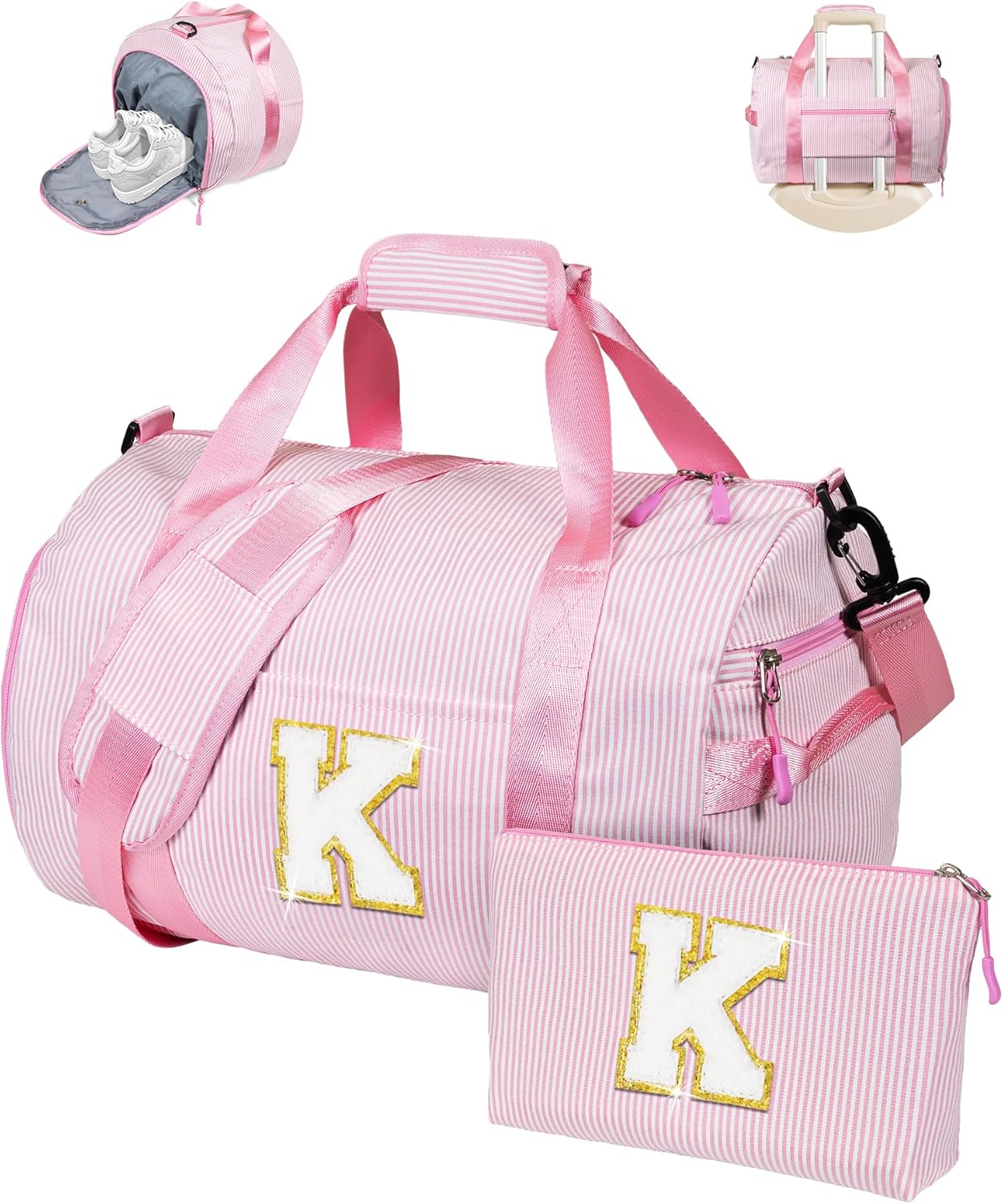 Personalized Gym Bag for Girls with Shoe Compartment and Pouch