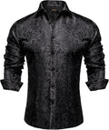 Silk Paisley Dress Shirt for Men - Elegant Jacquard Long Sleeve