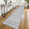 KUTA Boho Runners 2x8 Grey Moroccan Washable Runner Rug - Soft
