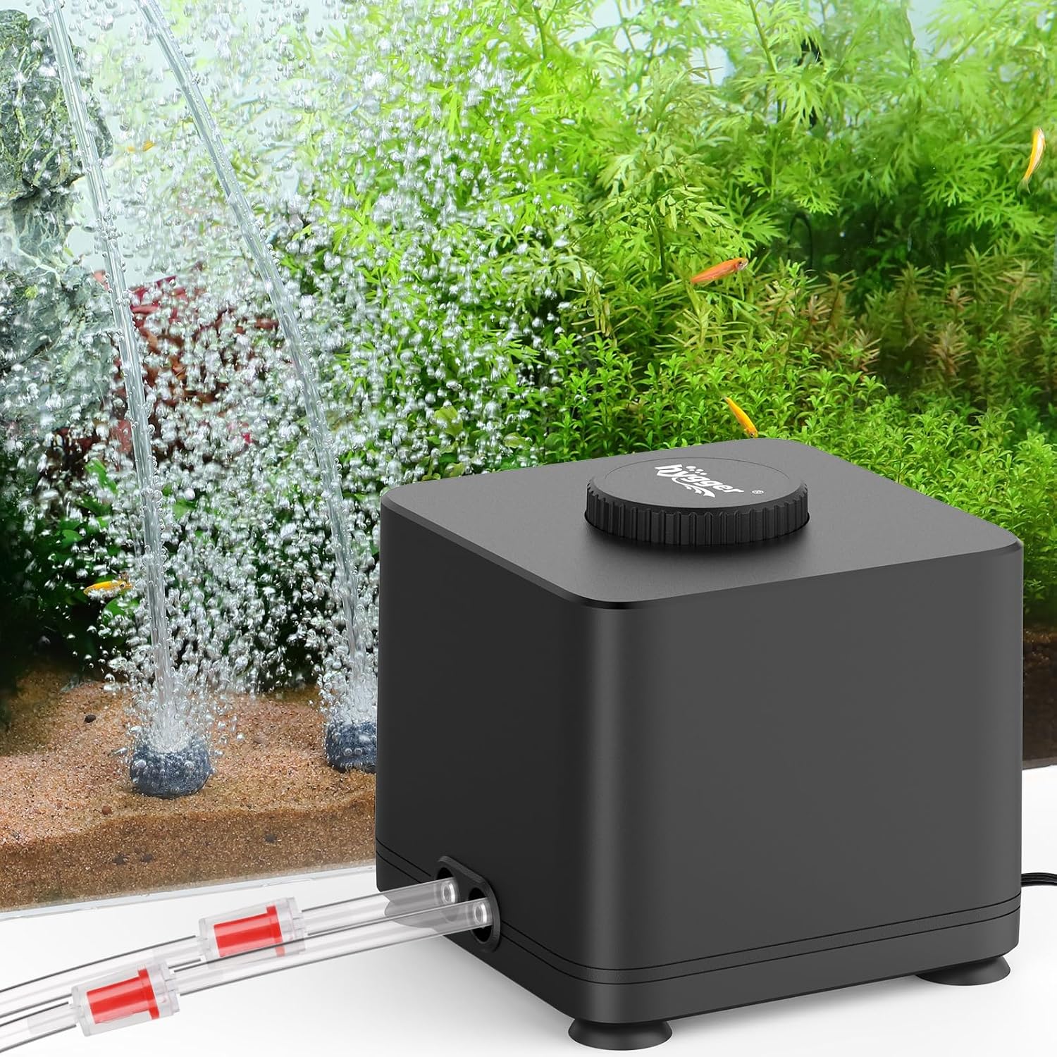 hygger Aquarium Air Pump: Quiet & Adjustable Oxygen Aerator