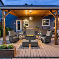 8 Piece Outdoor Patio Conversation Set with 41 in Propane Fire Pit