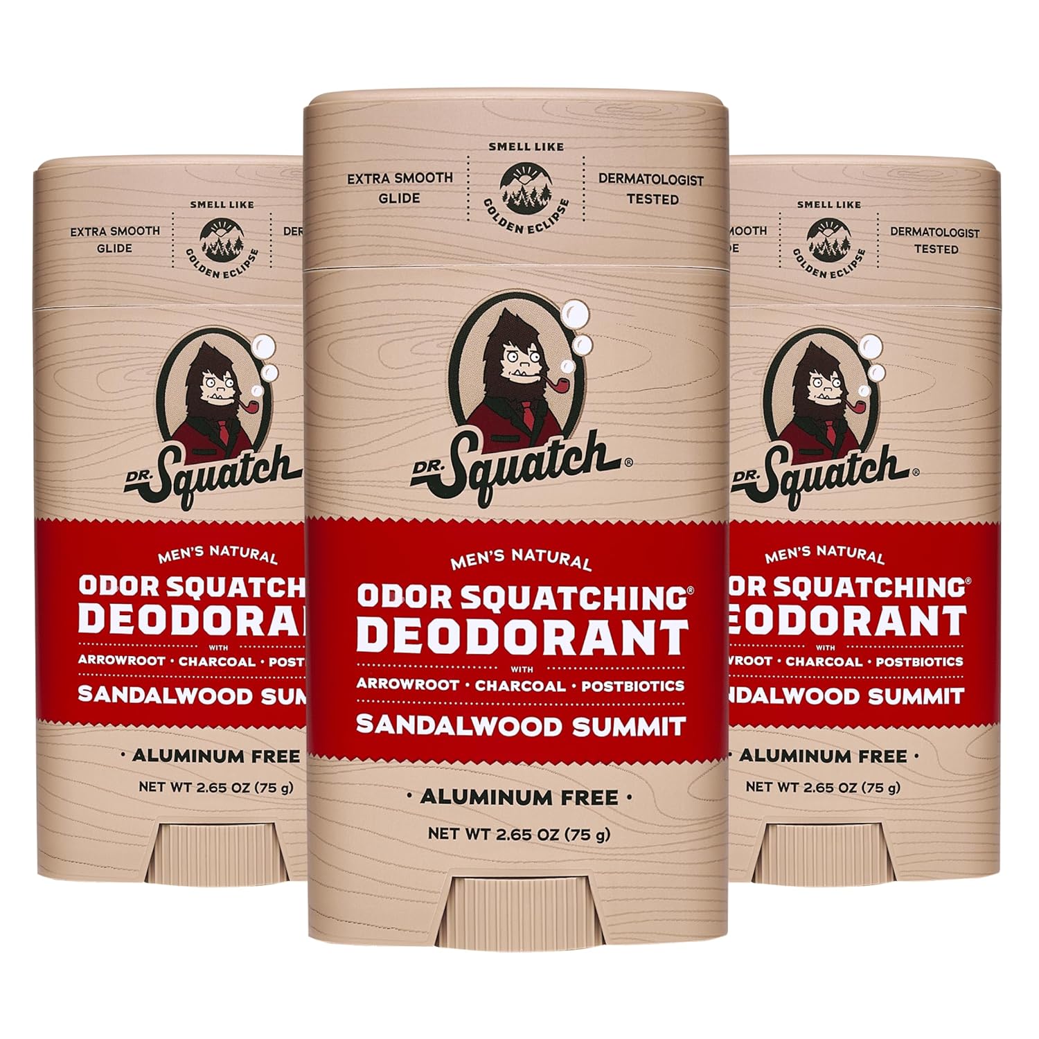 Dr. Squatch Natural Deodorant for Men - Sandalwood Summit 3-Pack