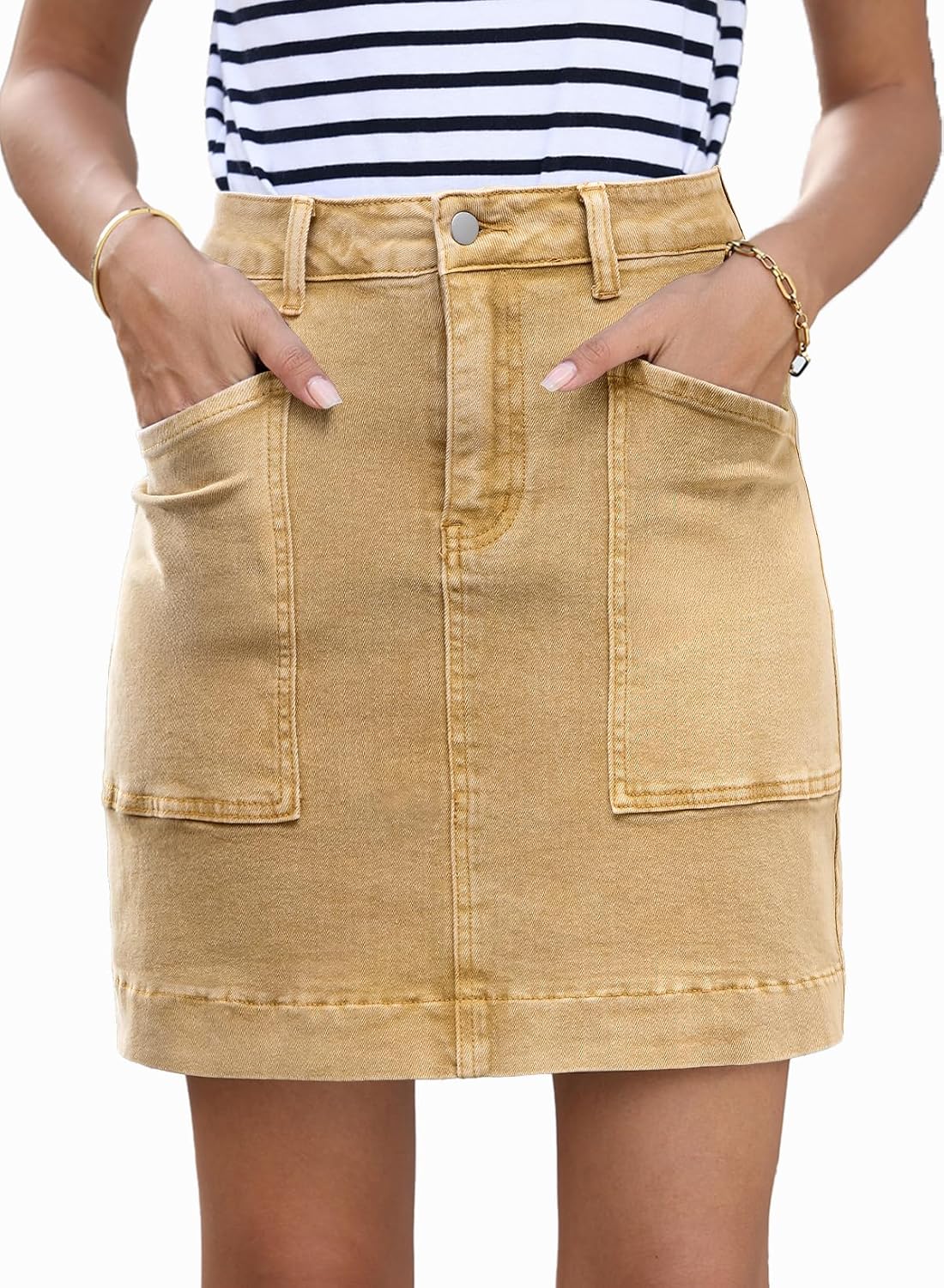 High Waisted Stretch Casual Summer Jean Skirt for Women