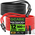 GEARit 12AWG Solar Extension Cable 100ft Pair - Weatherproof Power