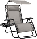 Zero Gravity Recliner Chair Ice Gray with Canopy - Folding Patio