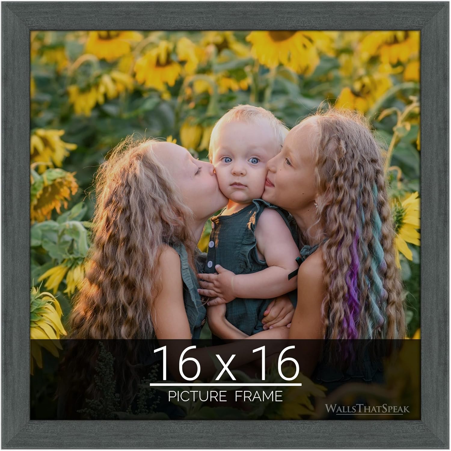 16x16 Slate Gray Picture Frame for Puzzles and Artwork Display